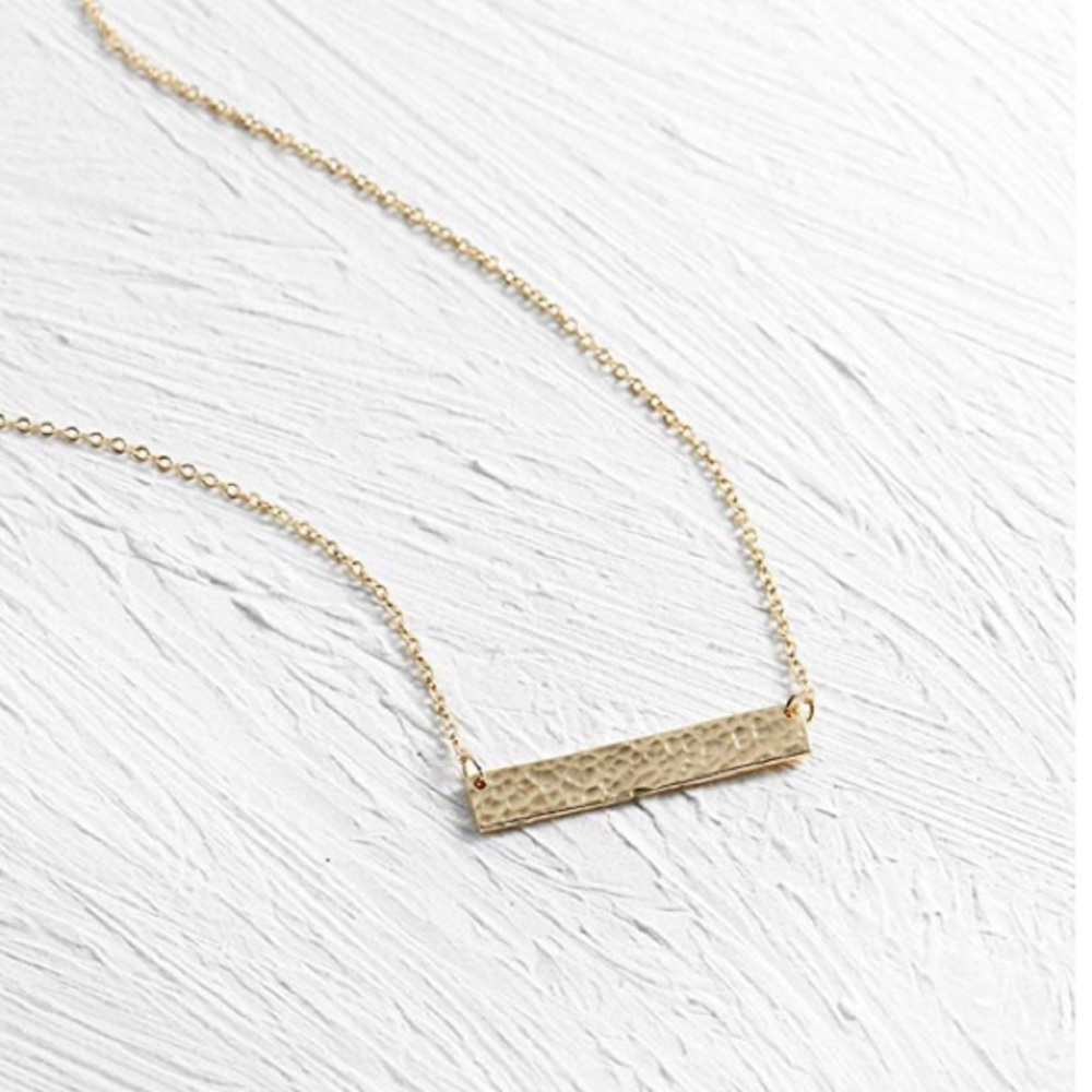 Gold Hammered Bar Necklace 💛